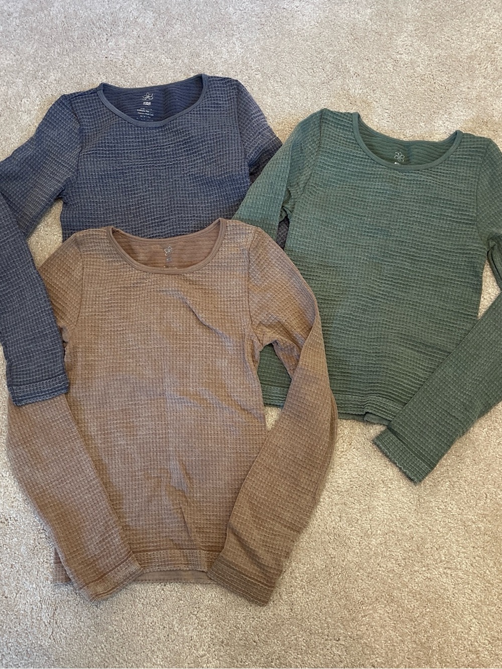 Aura Women's Waffle Knit Long-Sleeve Crew Sweater - Navy, Olive, Taupe
